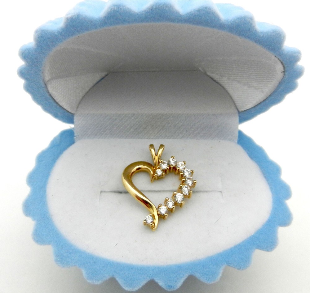 2Ct Round Cut Simulated Diamond Fancy Heart Shape Pendant 14k Yellow Gold Plated