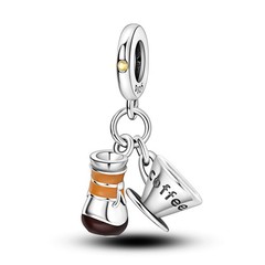 MULA 925 Sterling Silver DIY Charm AAA CZ Drink Coffe Pendant For Women Bracelet