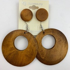 Wooden Earrings Set Stud Drop Dangle Hoop YOU CHOOSE Brown or Black New on Card