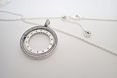 Authentic Pandora #397410CZ-60cm Logo Circle Pendant Necklace with Clear CZ