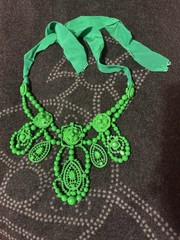 RARE Lanvin x H&M Statement Necklace Green Ribbon Archival Collector Piece 2010
