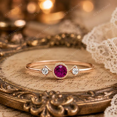 Lab Created Red Ruby Ring, Base Metal: Brass Finish: Gold Plated