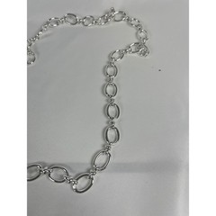 Silver Tone Oval Link Chain Necklace Dainty Minimalist Layering Jewelry