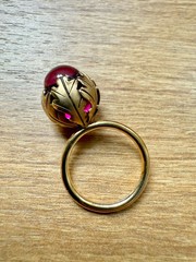 Baccarat Yellow Gold Plated Red Violet Murmure Ring In Box Size 7