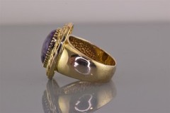 Badavic HK Gold Sterling Silver Woven Bezel Purple Charoite Band Ring 925 Sz: 9