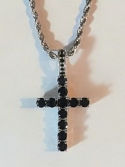 2 piece Men’s Necklace & Pendant Set 1) .925 Fishing/Deer & – 1) Black CZ Cross