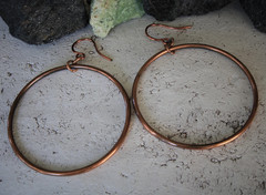 1 Pair Pure Copper + Silver Healing Hook Earrings, Jewelry Spiritual Kriya Round