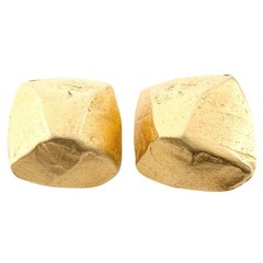 HERMES vintage earrings gold Metal