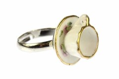 Coffee Cup Ring Cup Miniblings Finger Ring Gold Rim Coffee Tea