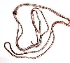 Copper Rose Gold Tone Clear Rhinestone 23 In Bolo Style Necklace w Simple Slide