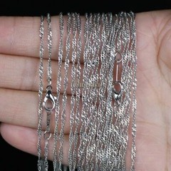 10pcs/lot 2mm White Gold Color Water Wave Chain Necklaces 16″ 18″ 20″ 24″