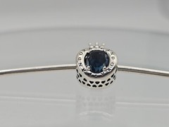 Authentic Pandora Silver Sparkling Crown “O” Blue Moments Silver Charm
