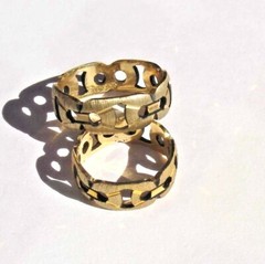 2 Machine Bright cut design Rings Gold Fill Sample -Chain link – sz 11.25 & 6.75