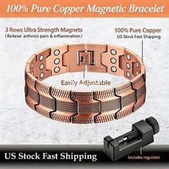 100% Pure Copper Magnetic Bracelet for Men Magnets Adjustable with Sizing Tool