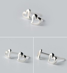 Classic Women Girl 925 Sterling Silver 5mm Heart Stud Earrings gift Box K29A