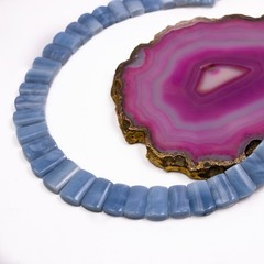 Blue Opal Fancy Shape Layout Necklace, 14X9MM To 20X12MM, Faceted Gemstone