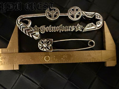 Silver Tone Safety Pin Brooch Set Peace Sign Flower Large Small 1.8oz ANZPIN