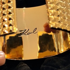 Karl Lagerfeld 11-row Pyramid Stud & Crystal-Embellished Hinged Cuff – SM