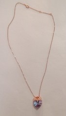 Puple Heart With Swans Necklace