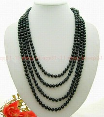 Charming 7-8mm Natural Tahitian Peacock Black Pearl Necklace Long 36-100 Inches