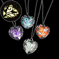 US Glow in The Dark Women’s Heart Ocean Pendant Necklace Chains Gift Christmas