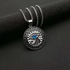 Ancient Egypt Necklace 24″ chain Eye of Horus, RA, Round Pendant