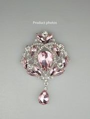 Pink Sparkling Brooch with Rhinestone Crystal for Women Dress Coat Jewelry