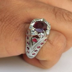 Heated Ruby Gemstone with 925 Sterling Silver Ring for Men’s #680