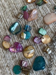 NWT Croft & Barrow Multi Color Sparkly SHELL Extra Long Statement Necklace $36