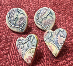 Vintage artisan ceramic handcrafted earrings for pieced ears. Beautiful colors.