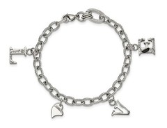 Stainless Steel LOVE Charm Bracelet (8.25 Inches)