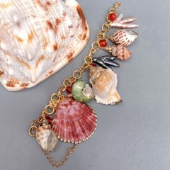 8″ Multi Sea Shell Pearl Chain Bracelet Summer Beach Jewelry