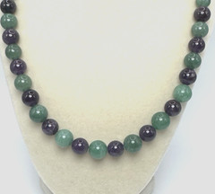 Evertrue Aventurine & African Amethyst Necklace Platinum Plated 20″ Beaded Green