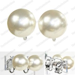 CLIP ON large 14mm pearls BIG ROUND PEARL EARRINGS clips GOLD/SILVER/BLACK