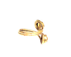 Artisan Yellow Citrine Faceted Oval Wrap Statement Ring Sz 7.5 Gold Tone Boho