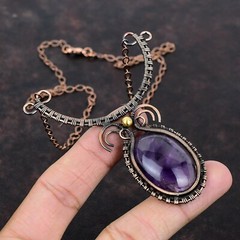 Star Amethyst Wire Wrapped Adjustable Handcrafted Copper Ethnic Gift 18.0″