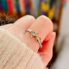 3Pcs Women’s Faith Rhinestone Cross Open Stackable Adjustable Christian Ring Set