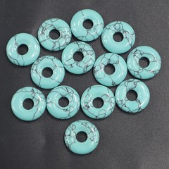 10pcs Artificial Turquoise Stone Large Hole Circle Beads Pendants DIY 18mm