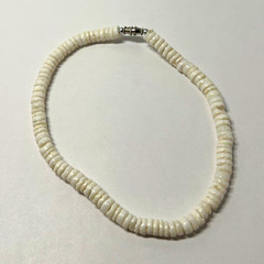 White Natural Shell Heishi Beaded Ball Chain Necklace Beach Barrel Clasp