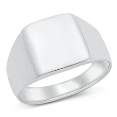 Sterling Silver 925 Square Flat Top Polished Signet Unisex Ring Sizes 7-13 NEW