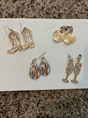 Lot of 4 Pairs Western Mixed Metal Dangle/Stud Earrings Gold/Silver Hook