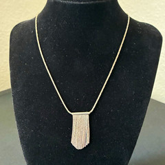 Silver Tone Snake Chain Necklace Geometric Charm Pendant No Stone Metal