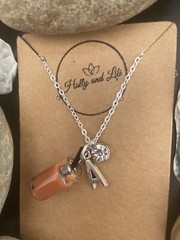 Brown Bubble Tea Boba Personalised Necklace Alphabet Initials & Birthstone