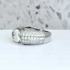 3.2 CT Round Cut 14k Gold 925 Solid Simulated Sapphire Pave Women’s Ring