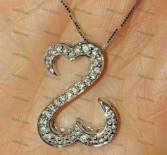 1Ct Round Cut Simulated Diamond Heart Pendant Necklace White Gold Plated Silver