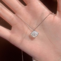 Elegant White Moonstone Fan-shaped Y-drop Square Box Chain Necklace