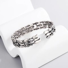 Sterling Silver Cuff Bracelet Fish Style Resizable Polished Chain Jewelry