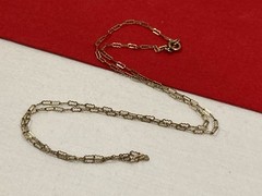 Vintage 1/20 14k GF Gold Filled Signed Peanut Shaped Link Chain Necklace 18.25″