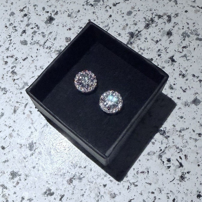 VVS1 Moissanite Halo Earring