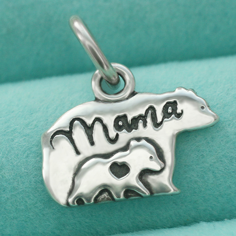 925 Sterling Silver Mama Bear With Child Pendant Charm Mother’s Day Mom Gift
